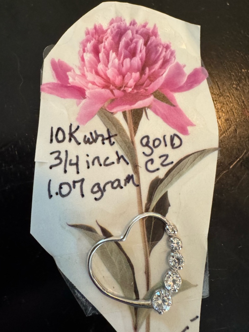 10k authentic white gold stamped and acid tested AAA CZ floating Heart Shaped